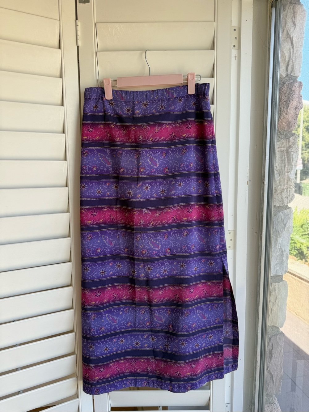y2k Fairy Whimsical Purple & Pink Patterned Maxi Skirt sz 8